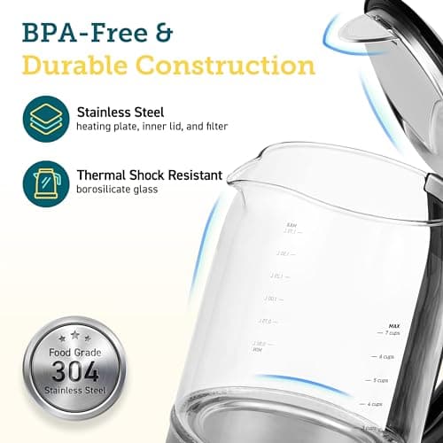 Cosori Electric Kettle Temperature Control with 6 Presets, 60min Keep Warm 1.7L Electric Tea Kettle & Hot Water Boiler, 304 Stainless Steel Filter, Auto-Off & Boil-Dry Protection, BPA Free, Black — view 3