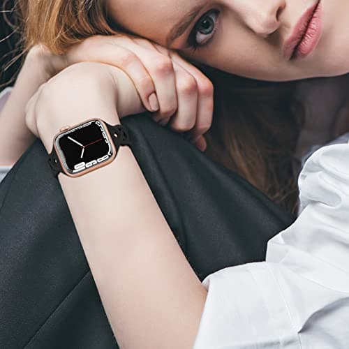 Braided Silicone Bands Compatible with Apple Watch 38mm 40mm 41mm 42mm 44mm 45mm 46mm 49mm for Women, Slim Thin Narrow Hollow-out Strap Cute for iWatch Ultra 2/3 SE 3 Series 11/10/9/8/7/6/5/4/3/2/1 — view 4