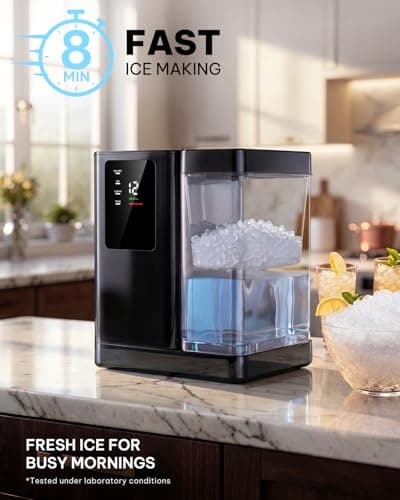 Silonn Nugget Ice Maker Countertop with 3L Detachable Tank – 40 lbs/Day Self-Cleaning & Timer, 40 dB Quiet for Home Bar Party Office, Chewable Nugget Ice Machine for Summer & Cold Drinks — view 3