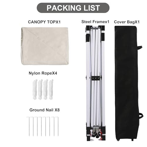 Canopy Tent 10X10 FT,Heavy Duty Sun Instant Shelter w/Adjustable Straight Leg Heights,Portable Pop Up Gazebo,Outdoor Patio Tents for Commercial,Camping,Garden,Beige — view 2