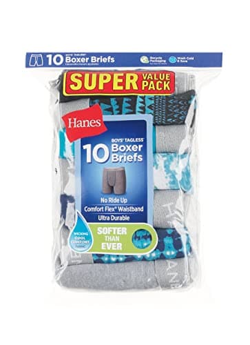 Hanes Boys' Underwear Boxer Briefs Pack, lightweight Comfort Flex Underwear, Moisture-Wicking Boxer Briefs for Boys, 10-Pack MEDIUM — view 3