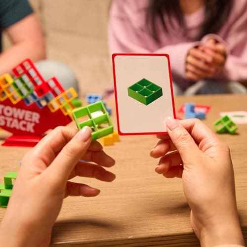 Tower Stack by Relatable - PAL Award 2025 Winner, Exciting Tower Game for Family Game Night, Building Toys for Kids - Includes 44 Cards, 32 Blocks, 1 Tower Body, Stand and Instructions — view 3