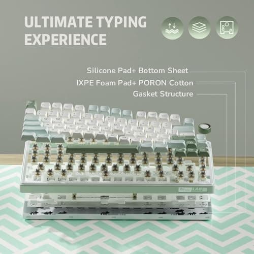 RK ROYAL KLUDGE R75 Mechanical Keyboard Wired with Volume Knob, 75% Keyboard Gasket Mounted, RGB Backlit, Creamy Keyboard with MDA Profile, PBT Keycaps, Hot Swappable Pre-lubed Tactile Switch — view 4