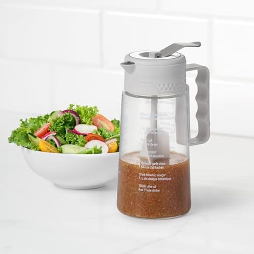 Starfrit Oil Dispenser Bottle, Glass Cruet for Cooking, Salad Dressings & Marinades, Salad Dressing Mixer, 15oz (450ml), Spring-Loaded Lever, Built-In Recipes, Salad Dressing — view 5