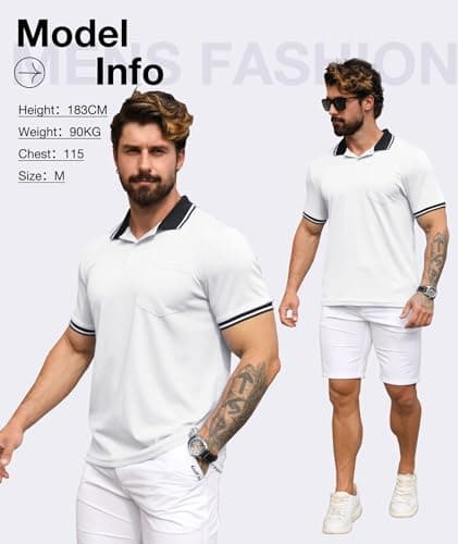 ZITY 3 Pack Men Polo Shirts Short Sleeve with Pocket Sport Wicking Shirts for Men Casual Athletic Collared T-Shirts Black White Grey — view 2