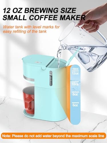 Karosie Single Serve Coffee Maker for K-Cup and Ground Coffee, Fast Brew, 6-12 oz Brew Sizes One Cup Coffee Machine Fits 5.5" Mugs, One-Button Small Coffee Maker with Descaling Reminder, Light Blue — view 3
