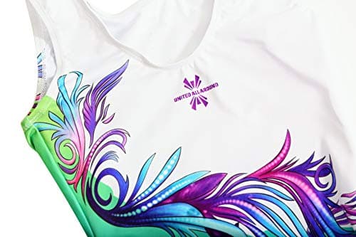 Gymnastics leotards for girls, women, stylish, comfy, durable, Turquoise Flower Ombre With Crystal Rhinestones #505 7-8 Years CL — view 8