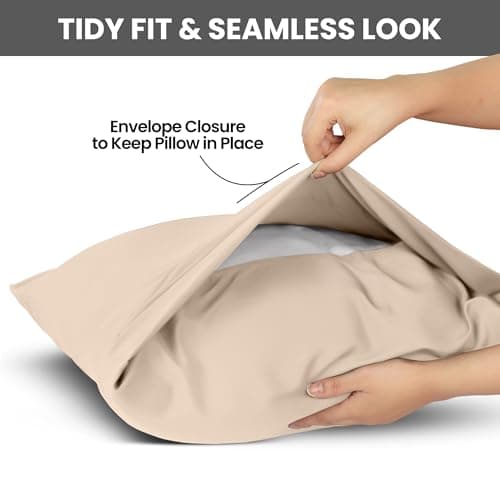 Utopia Bedding Standard Pillow Cases - 2 Pack - Envelope Closure - Soft Brushed Microfiber Fabric - Shrinkage and Fade Resistant Pillow Covers Standard Size 20 X 26 Inches (Standard, Beige) — view 2