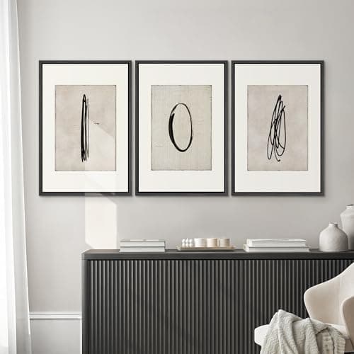 SIGNWIN Framed Canvas Print Wall Art Set Mid-Century Modern Paint Strokes Abstract Shapes Illustrations Modern Art Decorative Multicolor for Living Room, Bedroom, Office - 24"x36"x3 Black — view 2