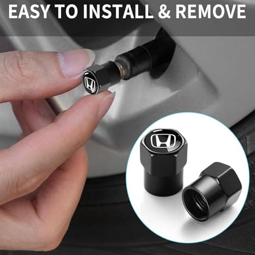 YUIQIEUY Tire Valve Stem Caps Cover for Honda Metal Car Wheel Air caps Auto Valve Stem Caps Accessories 4 Pack Black