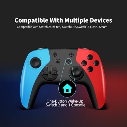 AceGamer 2 Pack Wireless Controller for Nintendo Switch/Lite/OLED/Switch 2, Hall Effect Joystick for Switch 2 Pro Controller with Wake-Up/Turbo/Dual Vibration/Programmable (Red+Blue) — view 6