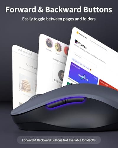 WL300 Bluetooth Mouse Silent Wireless Mice, Quiet Click, Cordless Computer Mouse with 6 Buttons, Sculpted Grip, Adjustable DPI for Laptop, PC, Mac, 18-Month Battery Life for Work or Travel ( Grey) — view 4