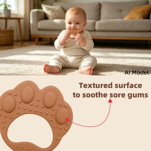 3 Pack Teether Baby Infant Toys, Silicone Teether Ring Toys for Babies — view 4