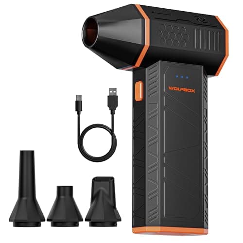 WOLFBOX MegaFlow 50 Compressed Air Duster-110000RPM Super Power Cordless Air Duster, 3-Gear Adjustable Mini Blower with Rechargeable Battery, Dust Blower for Computer, Keyboard, House, Outdoor and Car