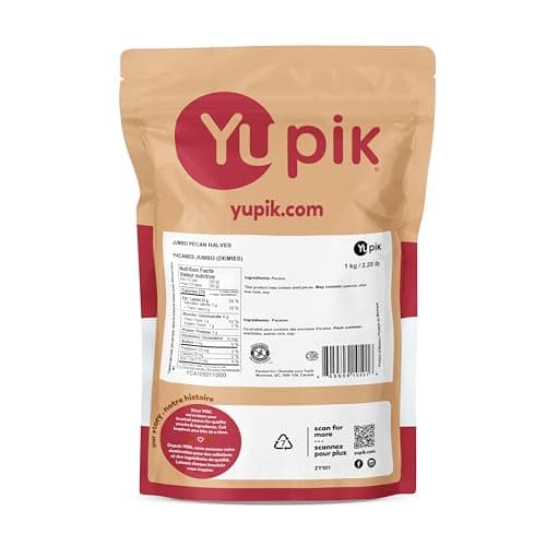 Yupik Jumbo Pecans, Halves, 1 kg, Kosher, Gluten-Free, Raw Nuts, Half Pieces, Unsalted, Unroasted, Oil-Free, Crunchy, Source of Fiber, Healthy Snacks, Ideal for Baking & Cooking
