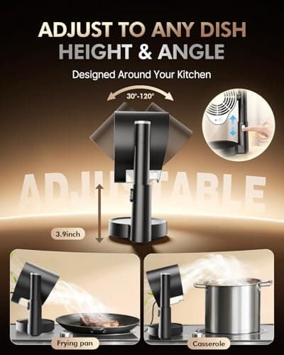 Portable Range Hood - Adjustable & 3-Speed Desktop Kitchen Exhaust Fan with Large Oil Cup & Low Noise, Detachable Filter Portable Exhaust Fan for BBQ, RV, Apartments, Dorm(Black) — view 2