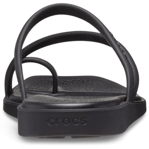 Crocs Women's Miami Toe Loop Sandals | Square Toe Flat | Flexible Straps | Croslite Foam Footbed, Black, 8 — view 5
