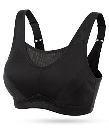 WingsLove Women’s High Impact Comfort Full Support Non Padded Sport Bra, Black, 36H