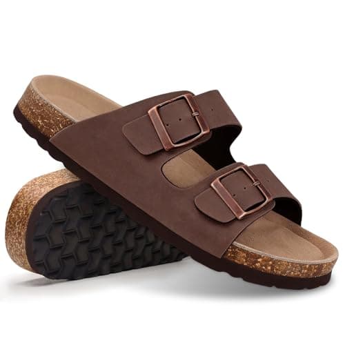 AUGCY Womens Sandal Cork Footbed Slide, Arch Support Slides for Women with Adjustable Buckle, Comfortable Summer Beach Outdoor Sandals — view 5