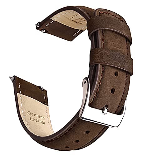 Ritche Genuine 24mm Leather Watch Band Classic Vintage Quick Realease Watch Bands for Men Women Compatible with Timex Expedition Fossil Seiko Saddle Brown Watch Strap