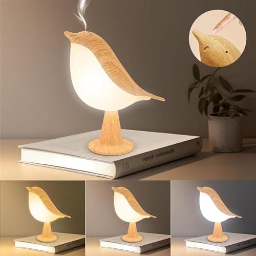 Deogos 2 Cute Bird Table Lamps Combo,Rechargeable Cordless Lamp with 3 Color Temperature and Adjustable Brightness,Small Desk Lights for Bedroom Nightstand Bedside Table - Wood Tone — view 7