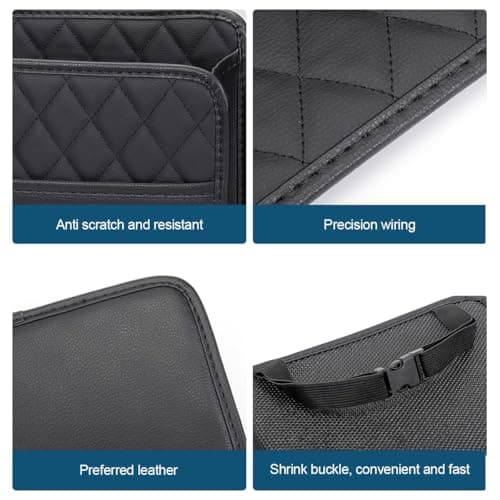 XINLIYA Car Seat Back Organizer, PU Leather Vehicle Backseat Hanging Storage Pocket, Multipurpose Auto Travel Essentials Accessories for Kids & Adults, Universal for SUVs, RVs, Trucks (Black) — view 3