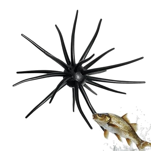 2Pc Sea Urchin Bait,Sea Bass Fishing Lures,Floating Simulation Seas Urchin Dice Baits for Bass Fishing,Artificial Squirm Fuzzy Fishings Soft Lure Bait Accessories for Saltwater Shore (Black, 4.33 in)