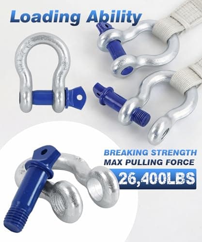 Krytonel 4 Pack 1/2" D Ring Shackle with 9/16" Screw Pin, 26,400 lbs Break Strength Heavy Duty Tow Recovery for Winch Off-Road Jeep Truck ATV UTV — view 3