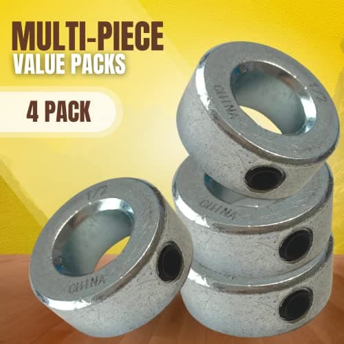 (4-Pack) 1/2” Bore Solid Steel Shaft Collars with Zinc Plated Coating - Durable Shaft Collars Suitable for Machinery and Industrial Use — view 5