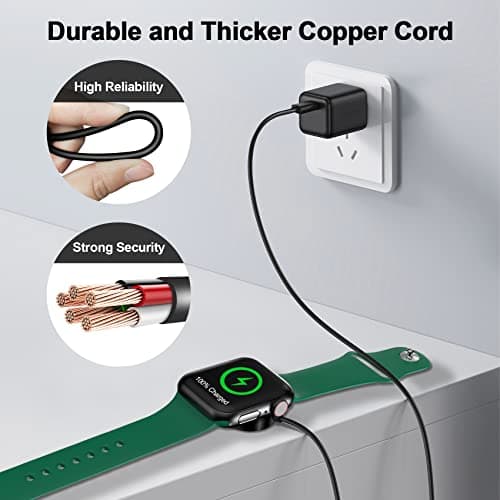 𝟐𝟎𝟐𝟔 𝐔𝐩𝐠𝐫𝐚𝐝𝐞𝐝 Magnetic Charging Cable for Apple Watch Charger,[USB C Port] Wireless Charging Cable Compatible with iWatch Series Ultra/10/9/8/7/6/SE/SE2/5/4/3/2[1.6FT/0.5M],Black — view 3