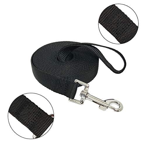 Nylon Training Dog Leash for Small Medium Large Dogs, 15ft 20ft 30ft 50ft Long Leash Dog/Puppy Lead for Obedience Recall Training, Camping (15ft, Black)