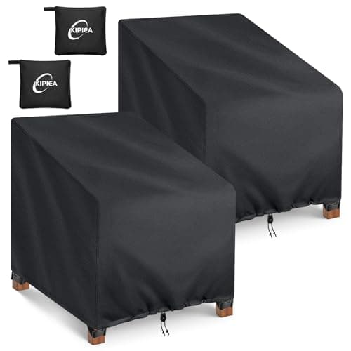 Kipiea 600D Patio Chair Covers Waterproof Winter 2 Pack - Heavy Duty Lawn Outdoor Furniture Chair Covers with Anti UV and No Tears, No Fading (33"W x 35"D x 31"H）