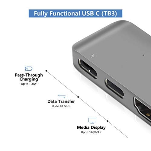 Purgo Mini USB C Hub Adapter Dongle for 2025/2024-2020 MacBook Air 13” 15” M4 M3-M1, MacBook Air USB Adapter with 4K HDMI, 100W PD, 40Gbps TB3 5K@60Hz, USB-C and 2 USB 3.0 (Space Grey) — view 5