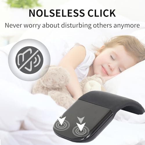 GlowarcPro Bluetooth Arc Touch Mouse, Portable Slim Folding Travel Mouse whitout USB Dongle, Foldable Mice for Laptop, Tablet - Black — view 3