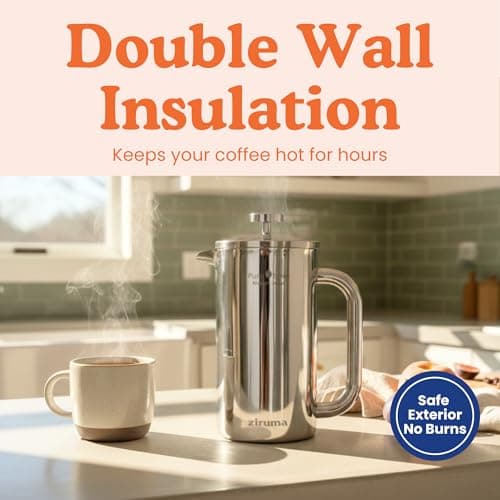 Non-Toxic Stainless Steel French Press, No Plastic or Heavy Metals, 34 oz — view 5