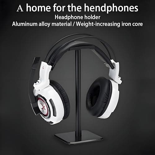 Headphone Stand, Universal Aluminum Metal Holder for AirPods Max, HyperX Cloud II, Xbox One, Turtle Beach, Sennheiser, Sony, Bose, Beats PC Gaming Headset Display & Bluetooth Headphones (Black) — view 2