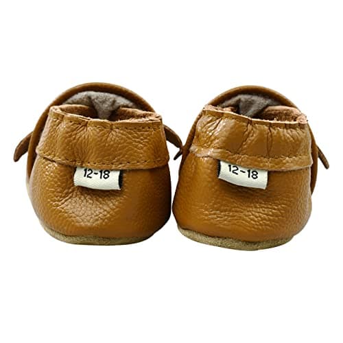 iEvolve Baby Leather Shoes Soft First Walker Shoes Crib Shoes Moccasins for Toddlers(Brown Bear, 12-18 Months) — view 3