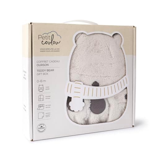 PETIT COULOU Teddy Bear Newborn Baby Gift Box 0-6 Months – Cozy Winter Set with Baby Mittens, Booties, Beanie & Blanket – Perfect New Born Gift for Warmth & Comfort (Sherpa) — view 5