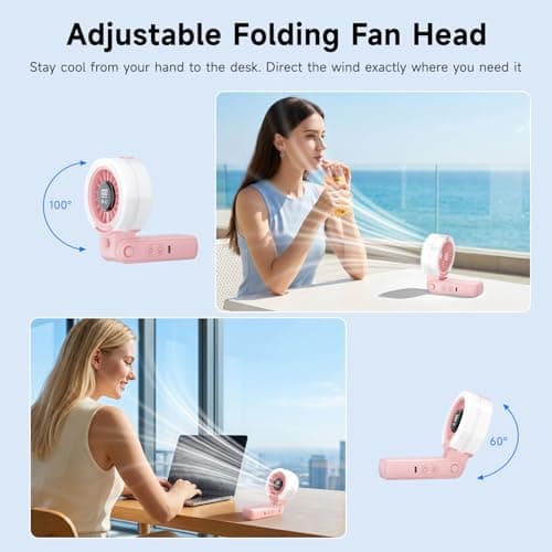 HandFan 4000mAh Handheld Turbo Misting Fan, 100 levels Adjustable High Speed Mister Fan, Portable Spray Water Mist Fans, Foldable Mini Hand Fans for Summer Beach Travel Concerts Disney(Pink) — view 4