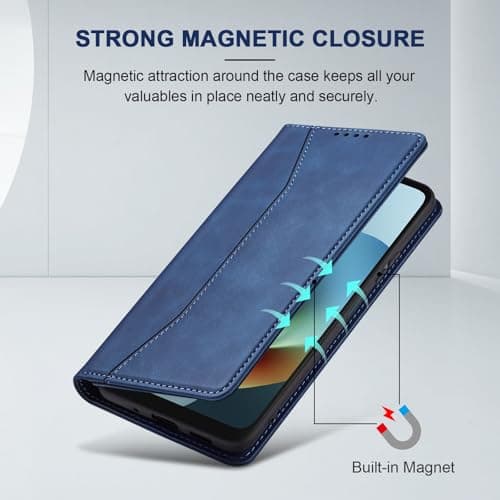 Jasonyu Flip Wallet Case for Moto G Play/G 5G (2026),Leather Magnetic Folio Cover with Card Holder,Kickstand - TPU Shockproof Durable Protective Phone Case,Blue — view 2