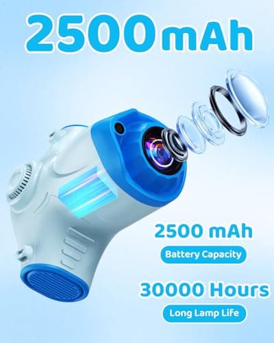 Kids Camera with Projector, 1080P Digital Video Camcorder, 48MP Photo Camera, Portable Toddler Camera Christmas Birthday Travel Gift Toy for Boys Girls Age 3 4 5 6 7 8 9 10 11 12, Blue — view 4