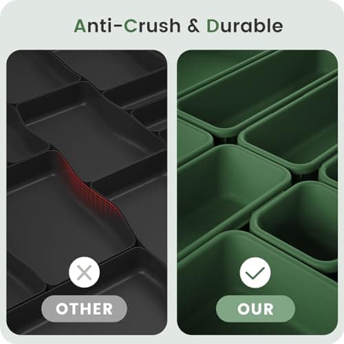 【Military Grade】A-LuGei Drawer Organizer,【𝟱𝗦𝗶𝘇𝗲】Makeup organizer,【Holds 177 Items】Bathroom Organizers and Storage,Organization and Storage,Desk Drawer Organizer for Vanity【Green】 — view 5