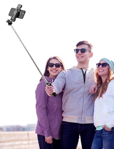 Selfie Stick with 2 Fill Light, 53'' Tripod for Cell Phone with Wireless Remote, 360° Rotating Portable Phone Tripod with Detachable Clip, Travel Phone Holder Compatible with iPhone/Samsung/GoPro — view 8
