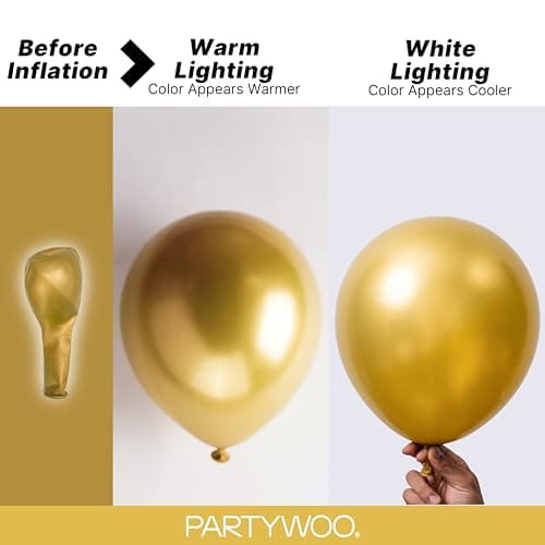 PartyWoo Gold Balloons 140pcs Different Sizes of 18 12 10 5 Inch Gold Balloon Arch Kit Garland for Birthday Wedding Anniversary Baby Shower Graduation Retirement Casino Party Decorations Gold-G101 — view 2