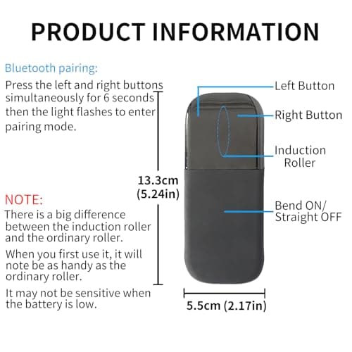 GlowarcPro Bluetooth Arc Touch Mouse, Portable Slim Folding Travel Mouse whitout USB Dongle, Foldable Mice for Laptop, Tablet - Black — view 5