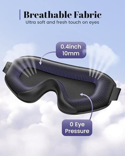 WAOAW Sleep Mask Travel Essentials - 3D Blackout Eye Mask for Sleeping - Soft Breathable Adjustable Light Blocking Eye Covers for Men and Women - Comfortable Night Mask for Travel Flight (Black) — view 6