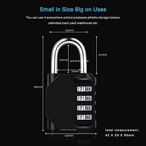 Diyife Combination Padlock, Weatherproof 4 Digit Resettable Locker Lock — view 2