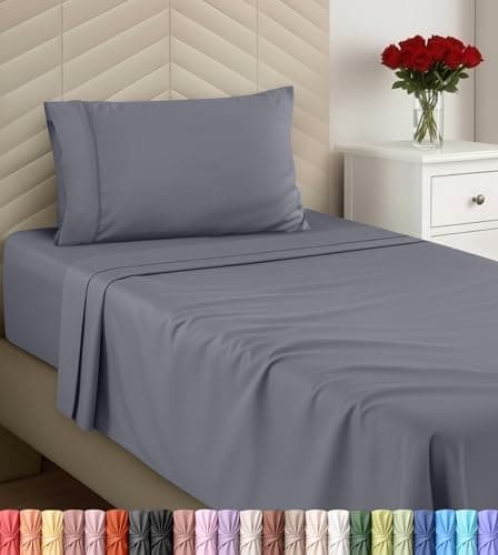 Utopia Bedding Twin XL Sheet Sets - Brushed Microfiber - Soft Bed Sheets for Twin XL Bed - Includes 1 Fitted, 1 Flat, & 1 Pillow Case - Deep Pocket (Grey)