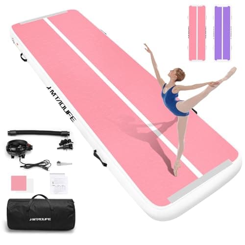 HMTAOLIFE Inflatable Gymnastics Air Mat Tumbling Track, 6.6/10/13/16/20ft Tumbling Mat Air Tumbling Track for Kids, Air Training Mat with Air Pump for Home/Water Fun/Gym/Yoga/Training/Cheerleading