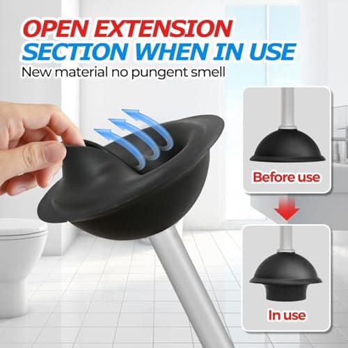 FORASTO Toilet Plunger with Holder,Plungers for Bathroom with Holder,Heavy Duty Plunger with Cover,Bathroom Decor，Bathroom Accessories，Toilet Bowl Cleaners,Charcoal Gray — view 3